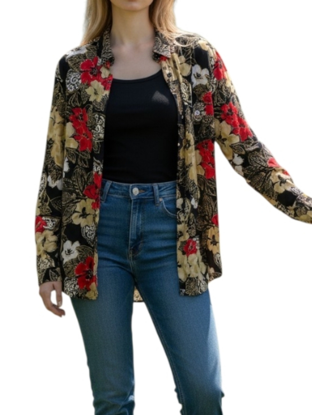 Vintage Floral Bonworth Button Front Blouse Shirt